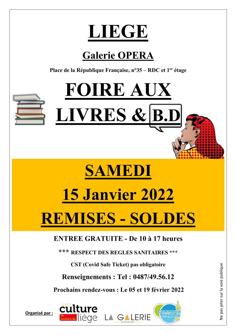 Foire aux Livres du 15 Janvier 2022 à la Galerie Opéra de Liège