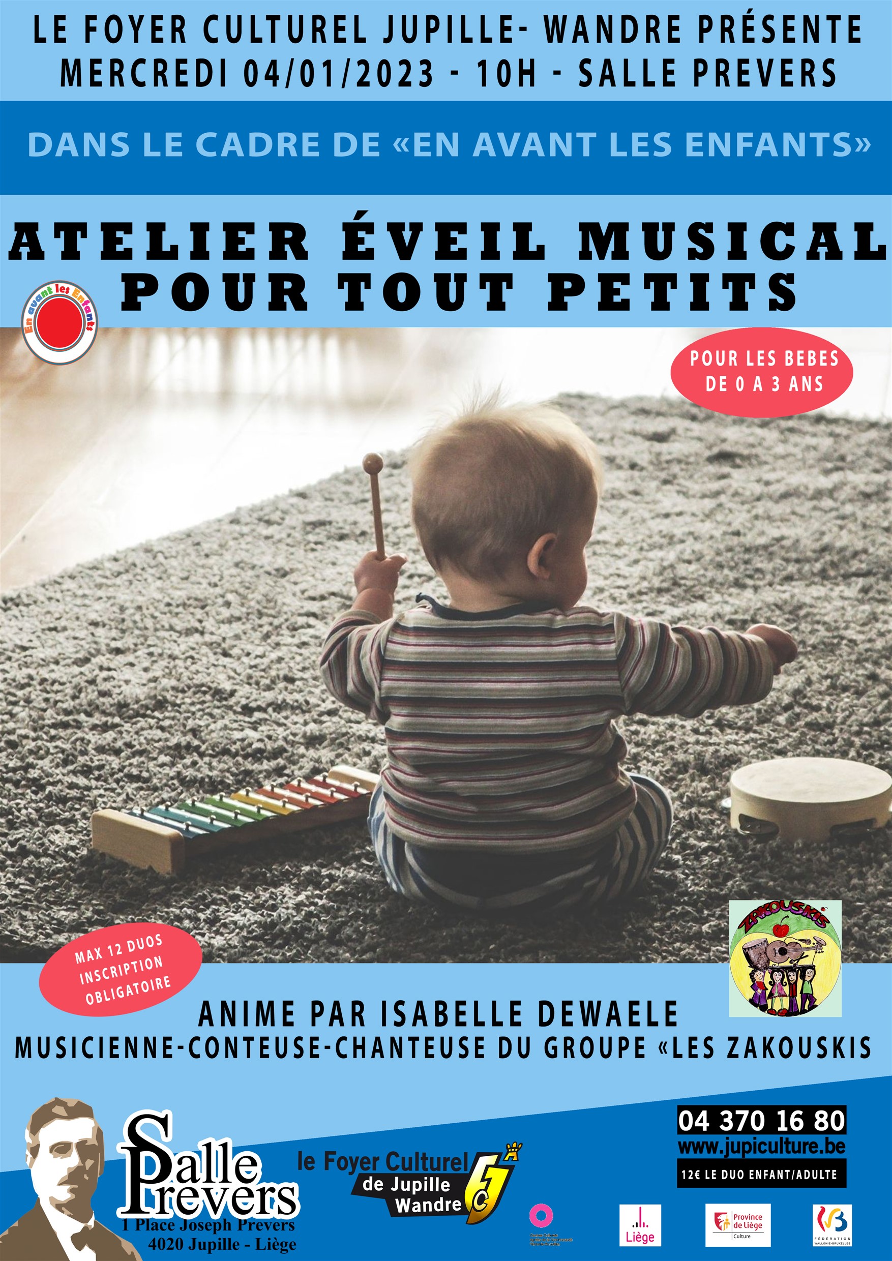 ATELIER ÉVEIL MUSICAL POUR TOUT PETITS à la Salle J Prévers de JUPILLE