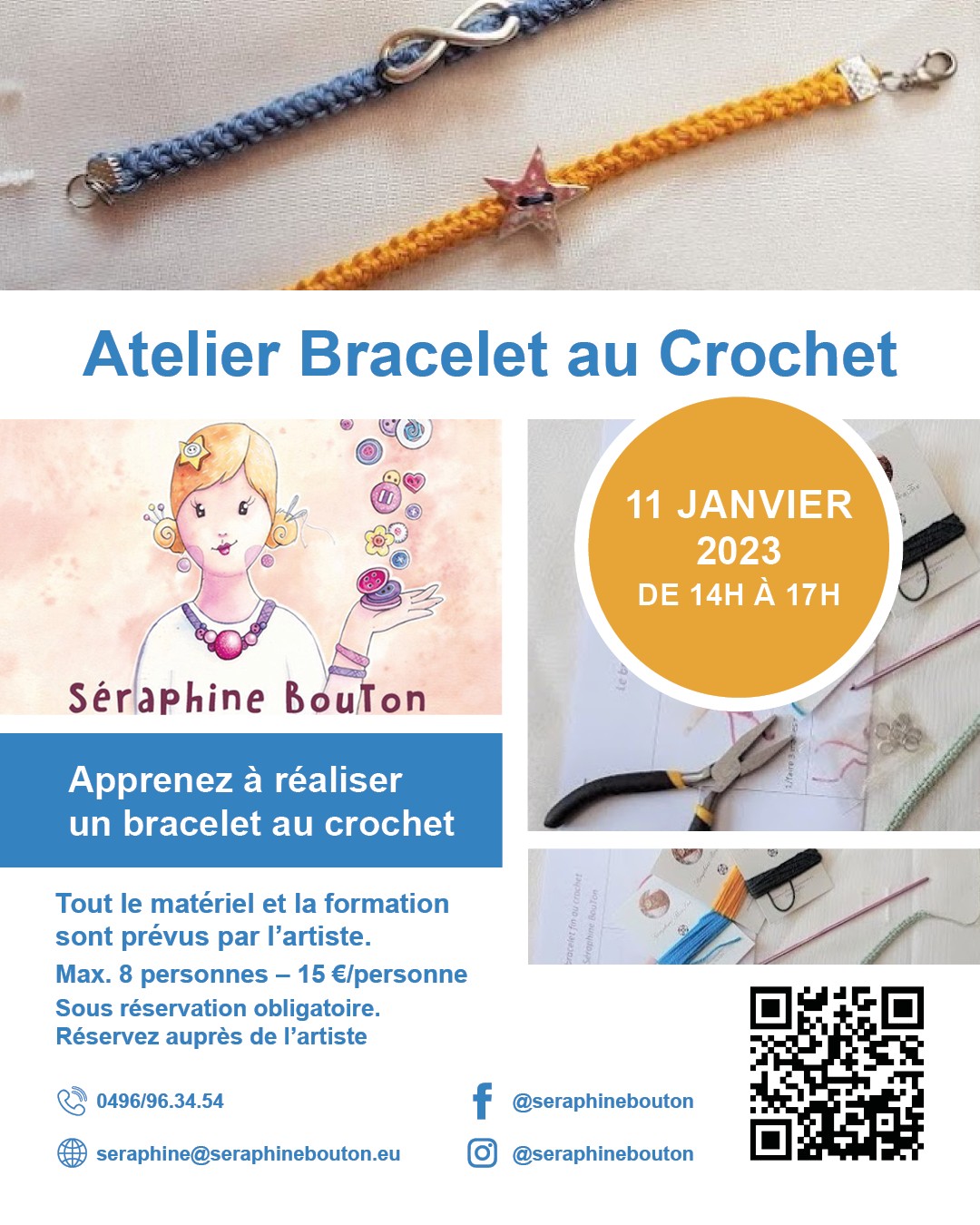 Atelier bracelet au crochet ( 3 techniques) à la Galerie d'Art à LIEGE