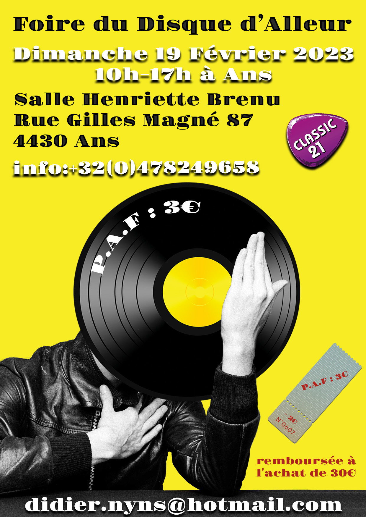 Foire du disque d'ALLEUR Vinyle CD DVD à la Sale Henriette Brenu à ANS