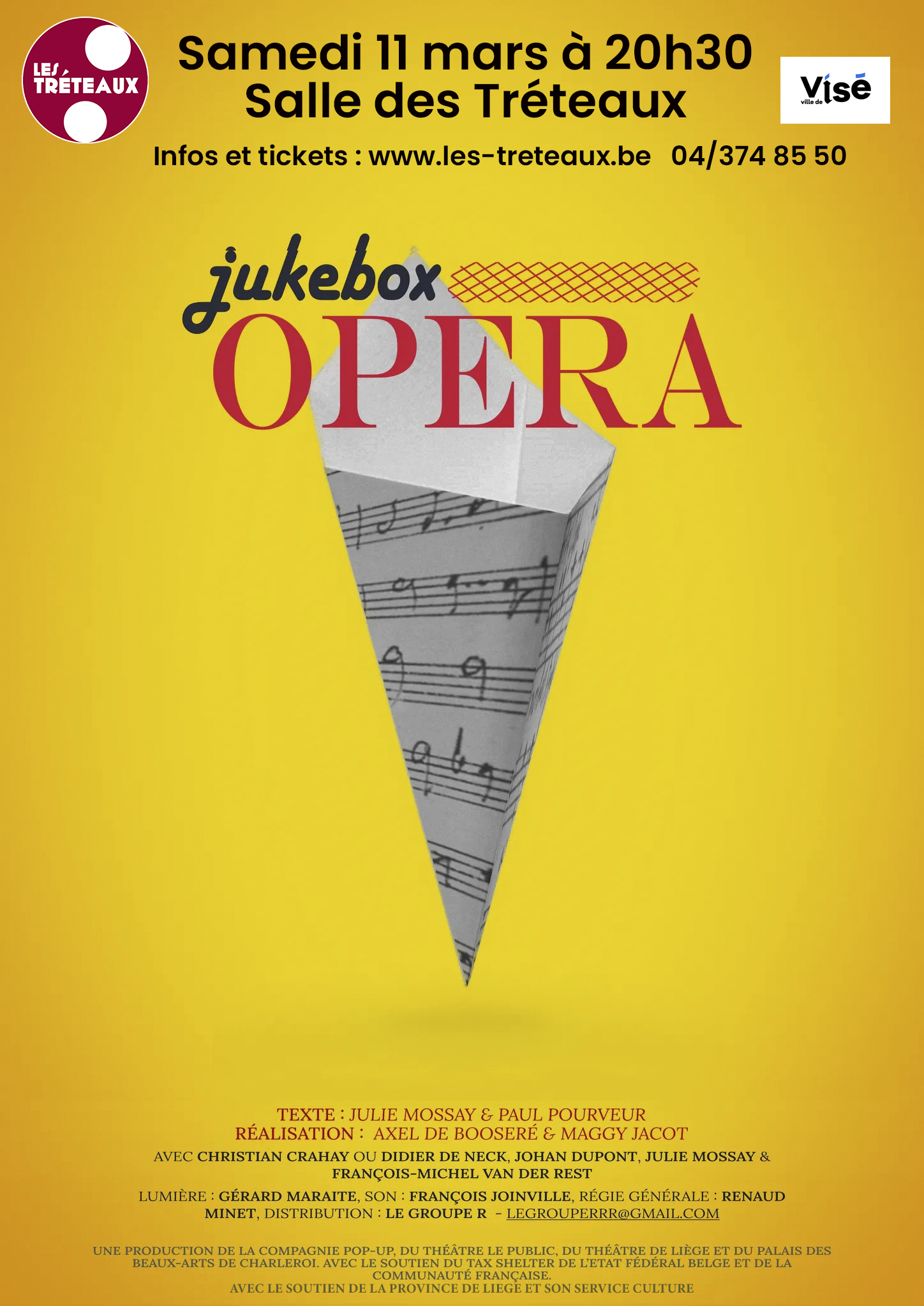 Juke Box Opéra De Paul Pourveur et Julie Mossay à la Sale Les Tréteaux à VISÉ