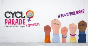 Cycloparade féministe 2023 Place de la Cathédrale à LIEGE