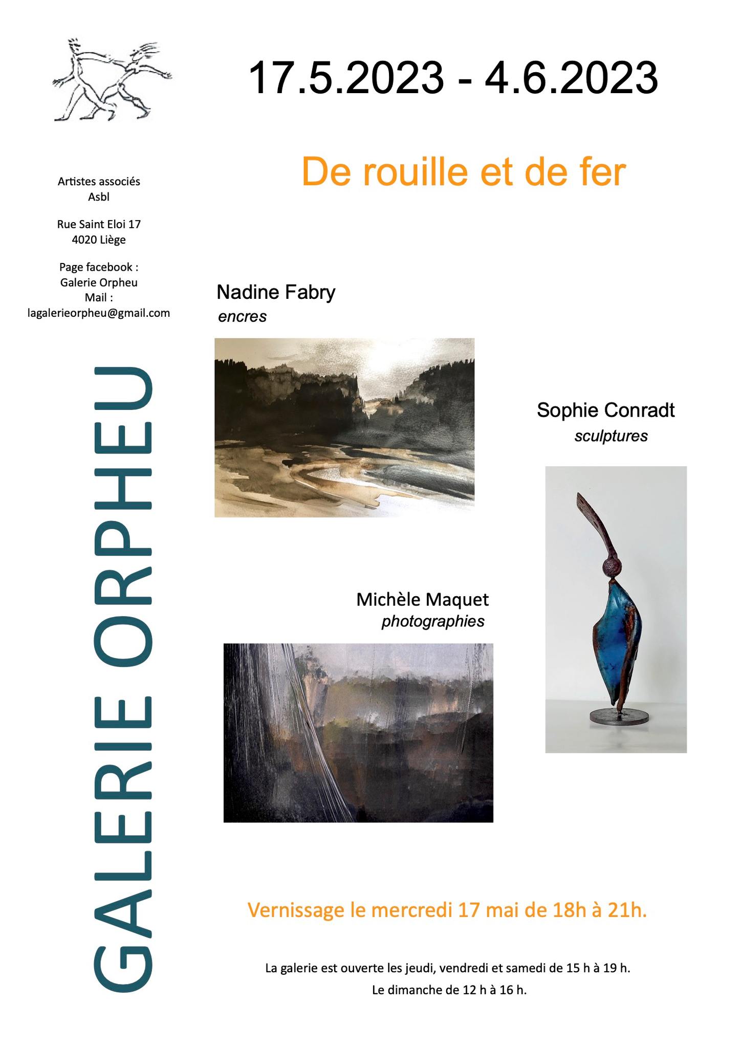 La galerie Orpheu expose Nadine Fabry Michèle Maquet et Sophie Conradt