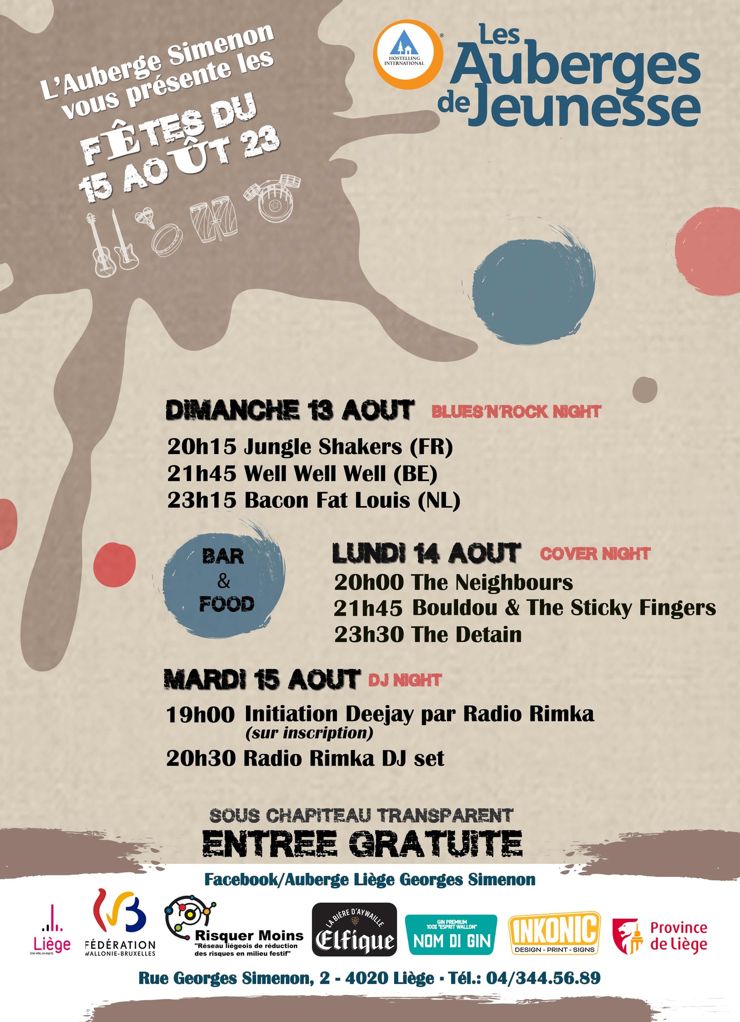 Fêtes du XV Août 2023 à l'Auberge de Jeunesse liège Georges Simenon à LIEGE