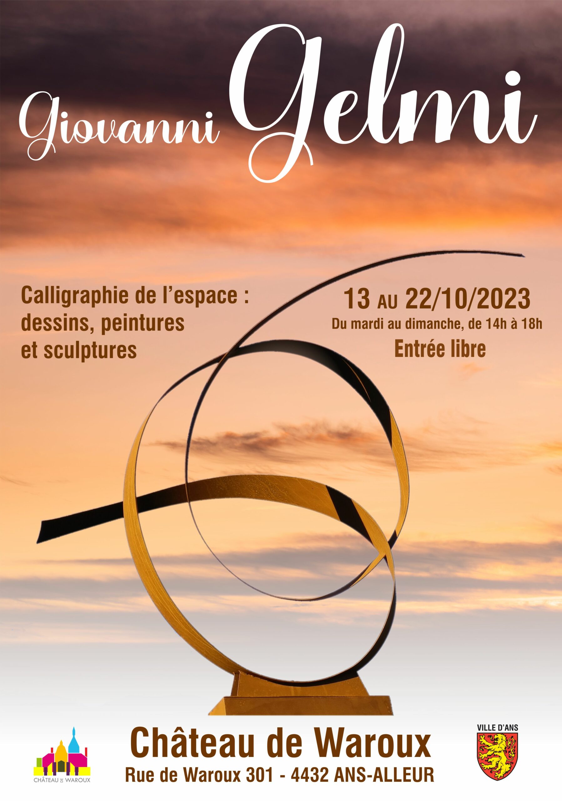 Exposition de Giovanni Gelmi au Château de Waroux à ANS du 13 au 22 Octobre 2023