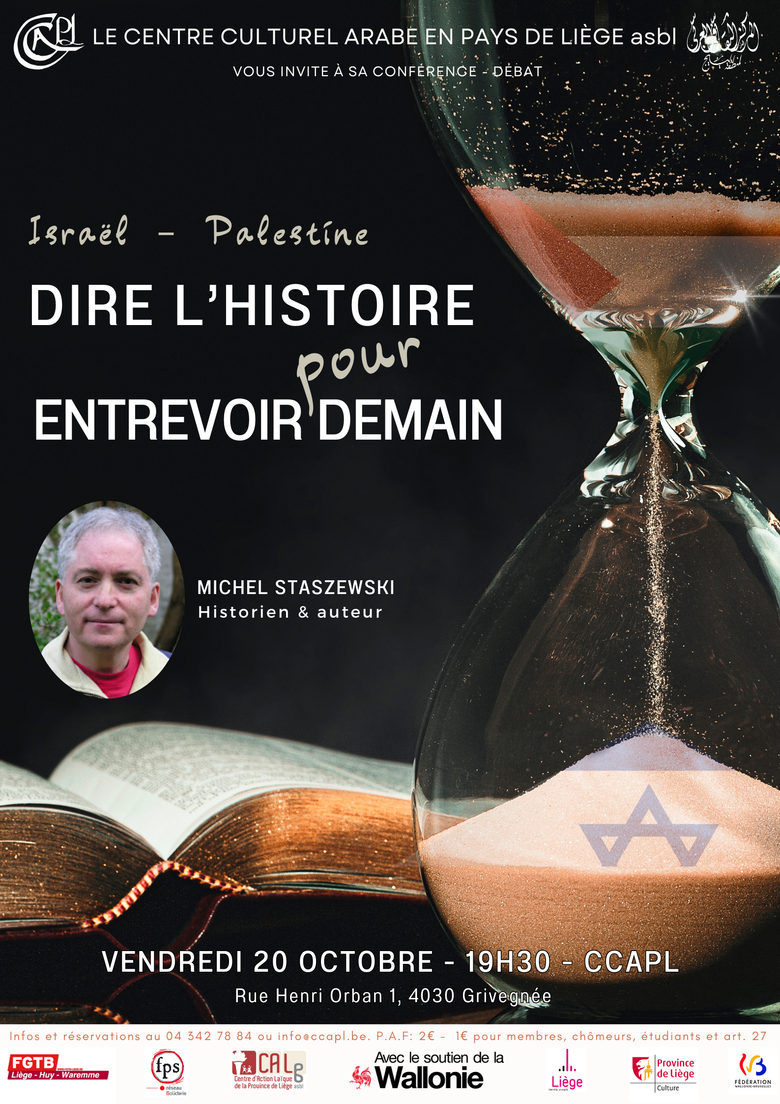 Conférence-Débat : “ Israël-Palestine. Dire l'histoire pour entrevoir demain” au Centre culturel arabe en Pays de Liège (CCAPL)