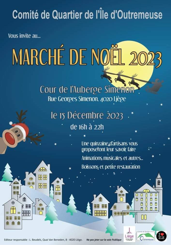 Marché de Noël du Comité de quartier de l'ïle d'Outre Meuse 2023 à l'Auberge Georges Simenon à LIEGE