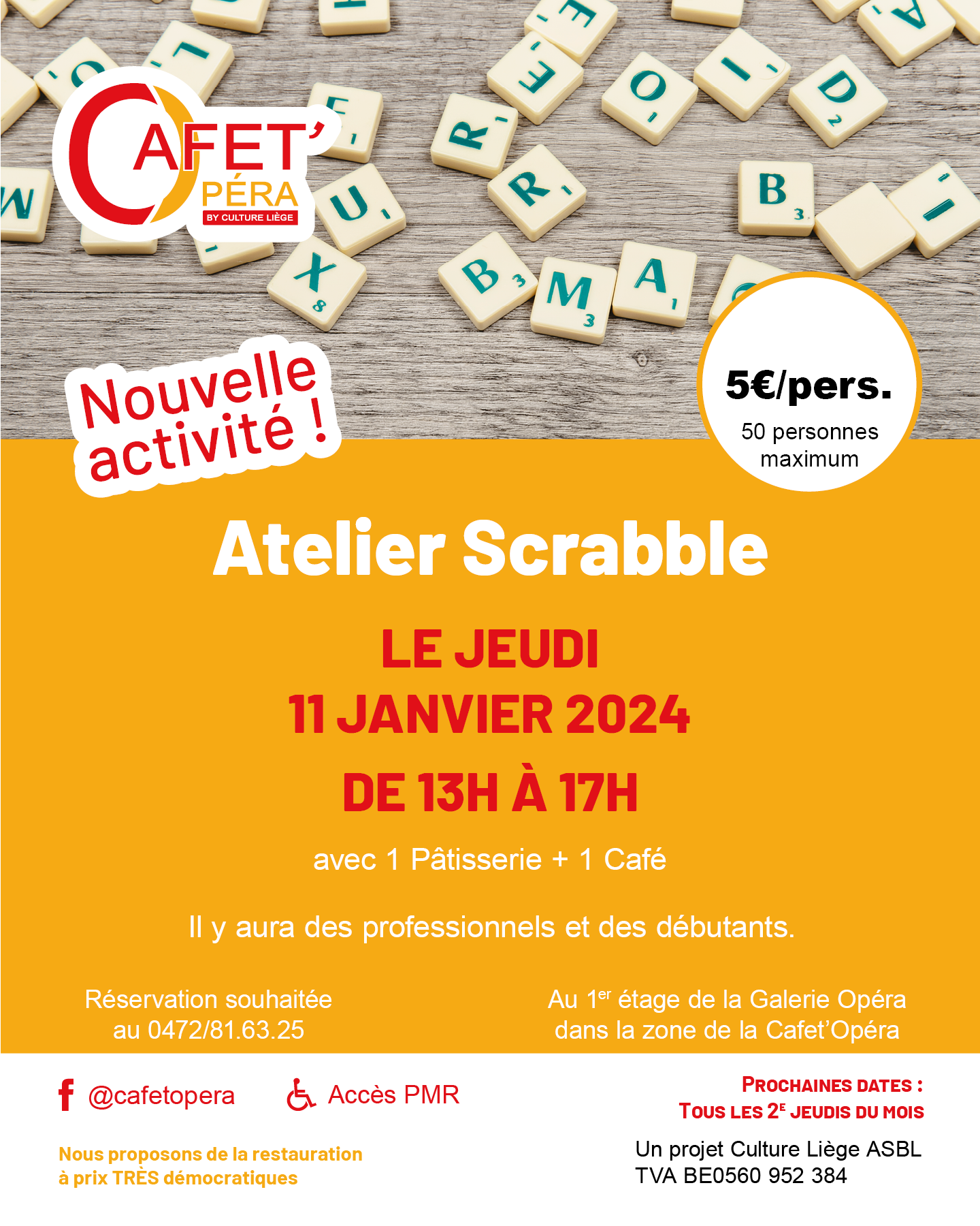 Atelier Scrabble à la Cafet Opéra à LIEGE