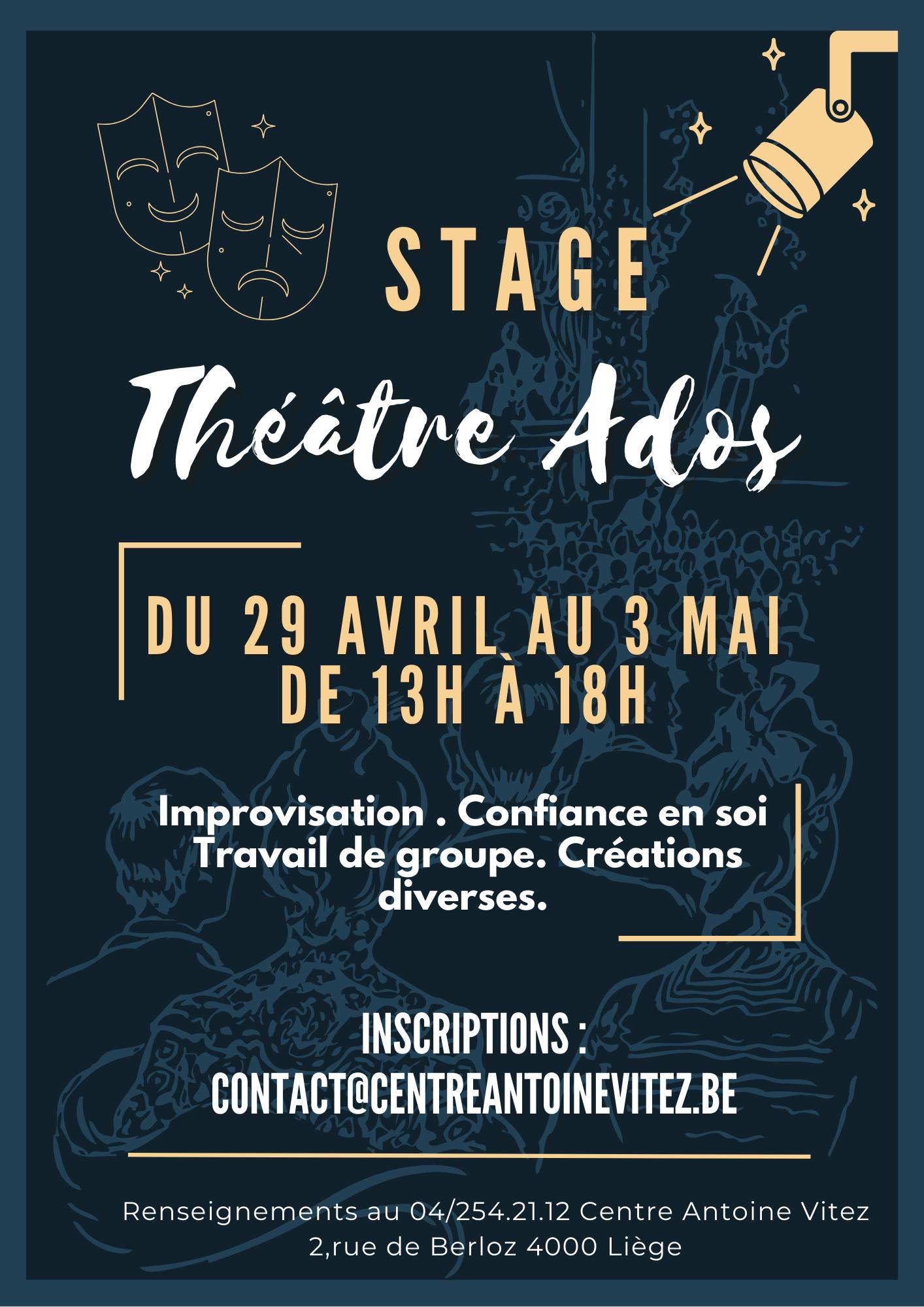 Stage Théâtre Ados au Centre Antoine Vitez à LIEGE