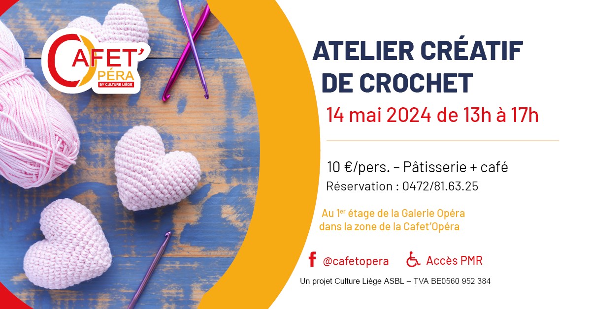 Atelier créatif de crochet à La Cafet Opéra à LIEGE