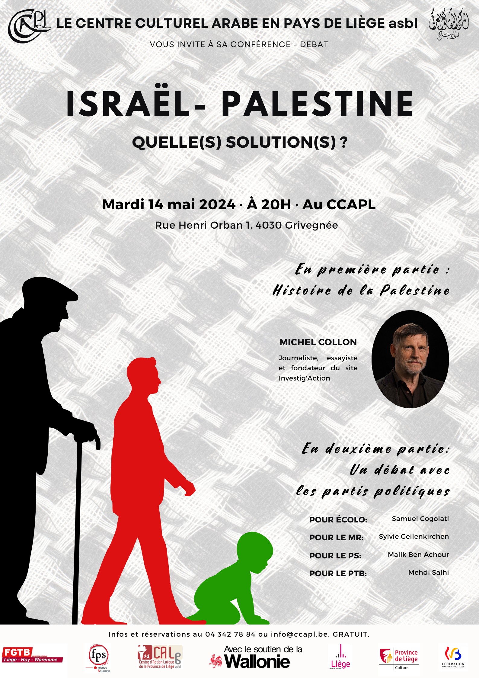 Conférence - Débat : Israël – Palestine, quelle(s) solution(s) au CCAPL à GRIVEGNÉE