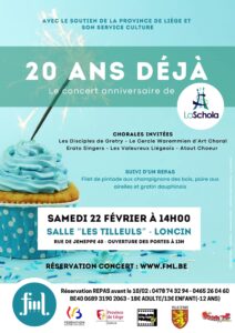 20 ans déjà - Concert anniversaire de la Schola à La Salle Les Tilleuls Loncin à ANS