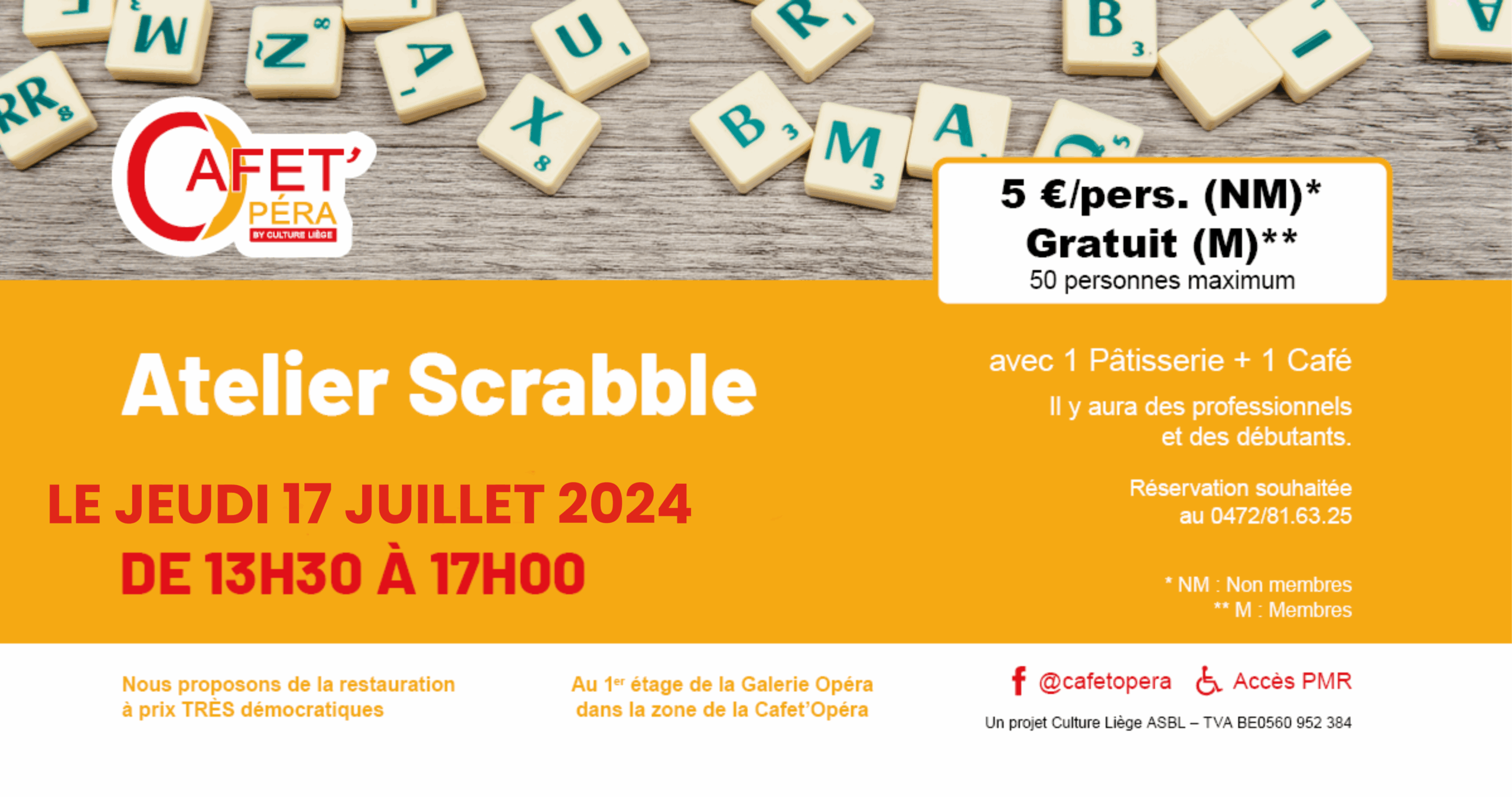 Activités permanentes : SCRABBLE à la Cafet'Opéra à LIEGE