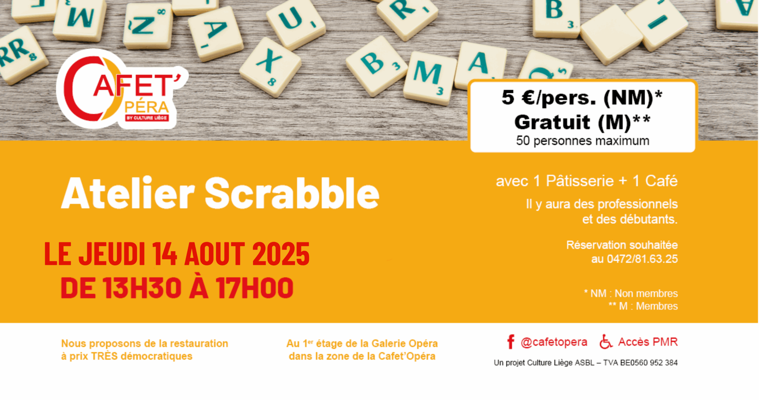 Activités permanentes : SCRABBLE à la Cafet'Opéra à LIEGE