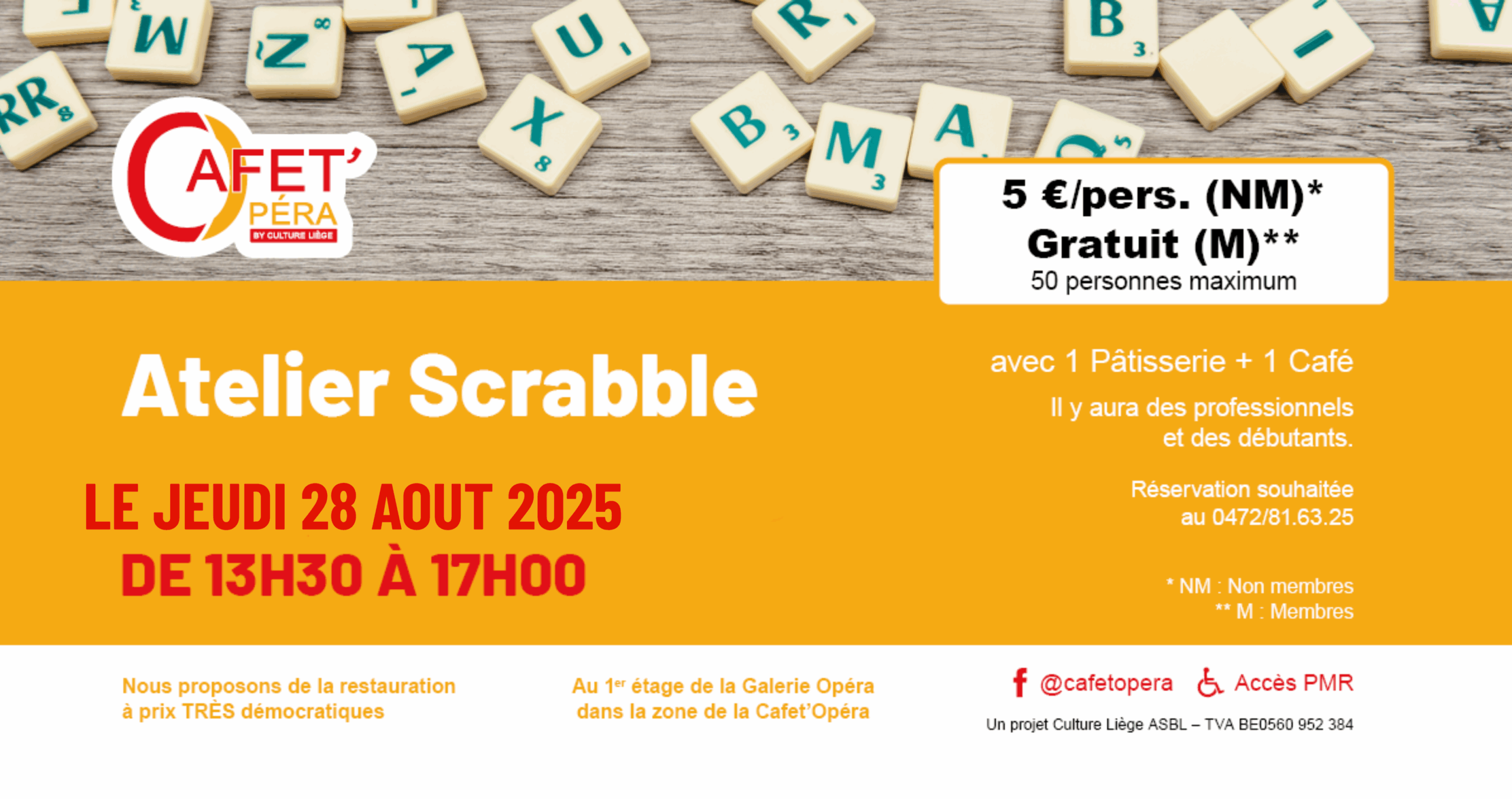 Activités permanentes : SCRABBLE à la Cafet'Opéra à LIEGE