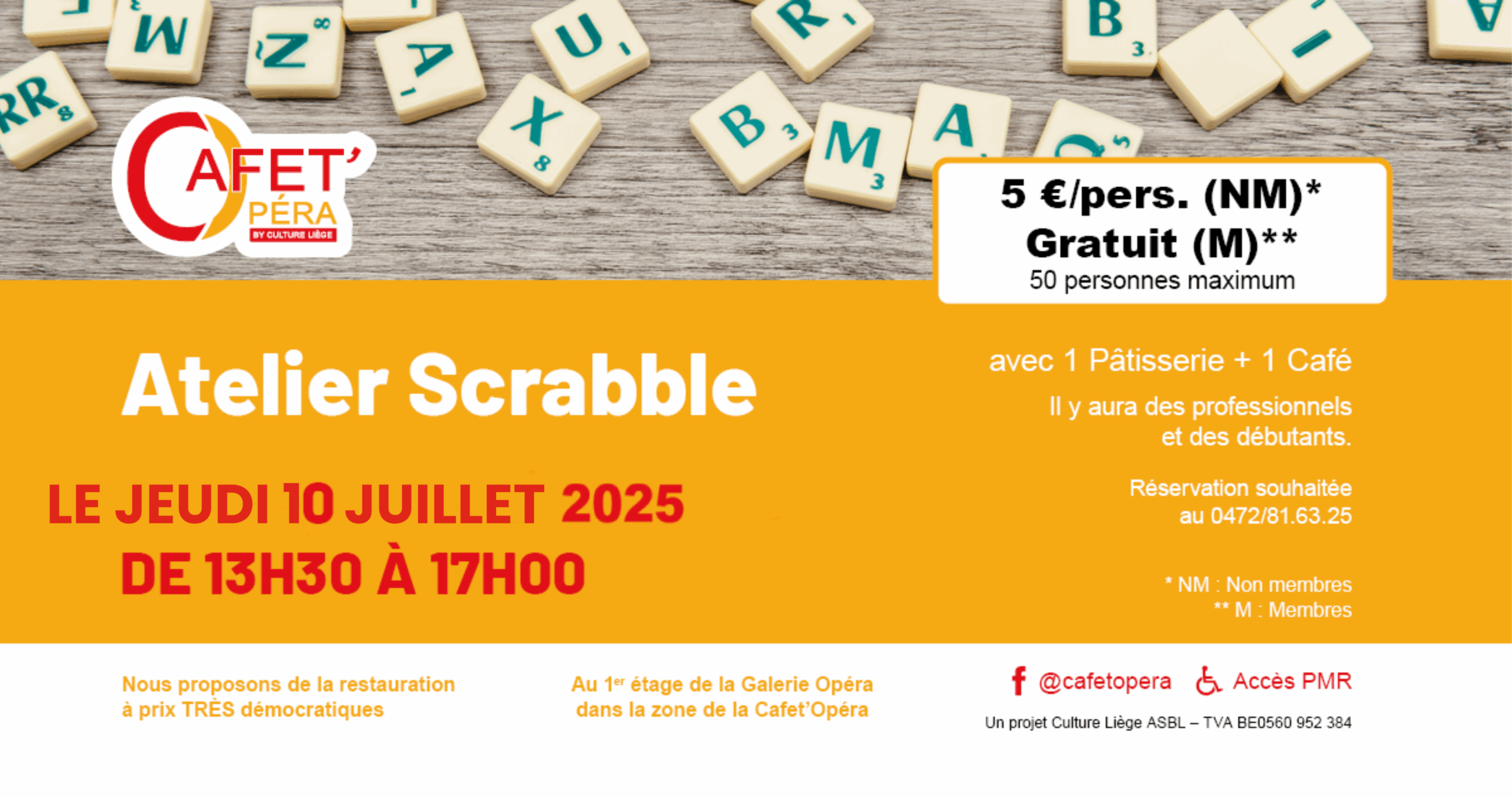 Activités permanentes : SCRABBLE à la Cafet'Opéra à LIEGE
