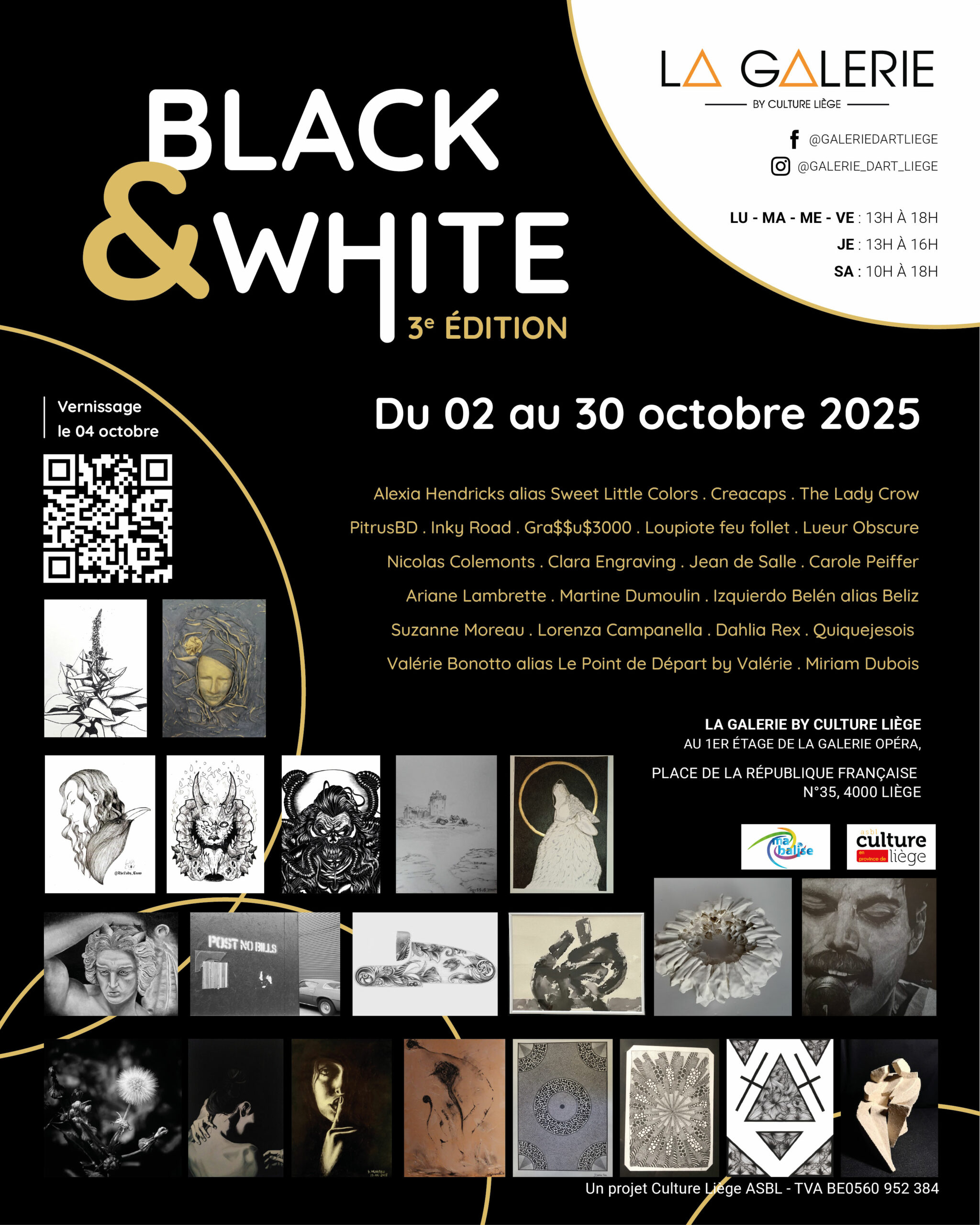 Exposition : « Black & White - 3e Edition » à la Galerie d'Art Liège By Culture Liège ASBL
