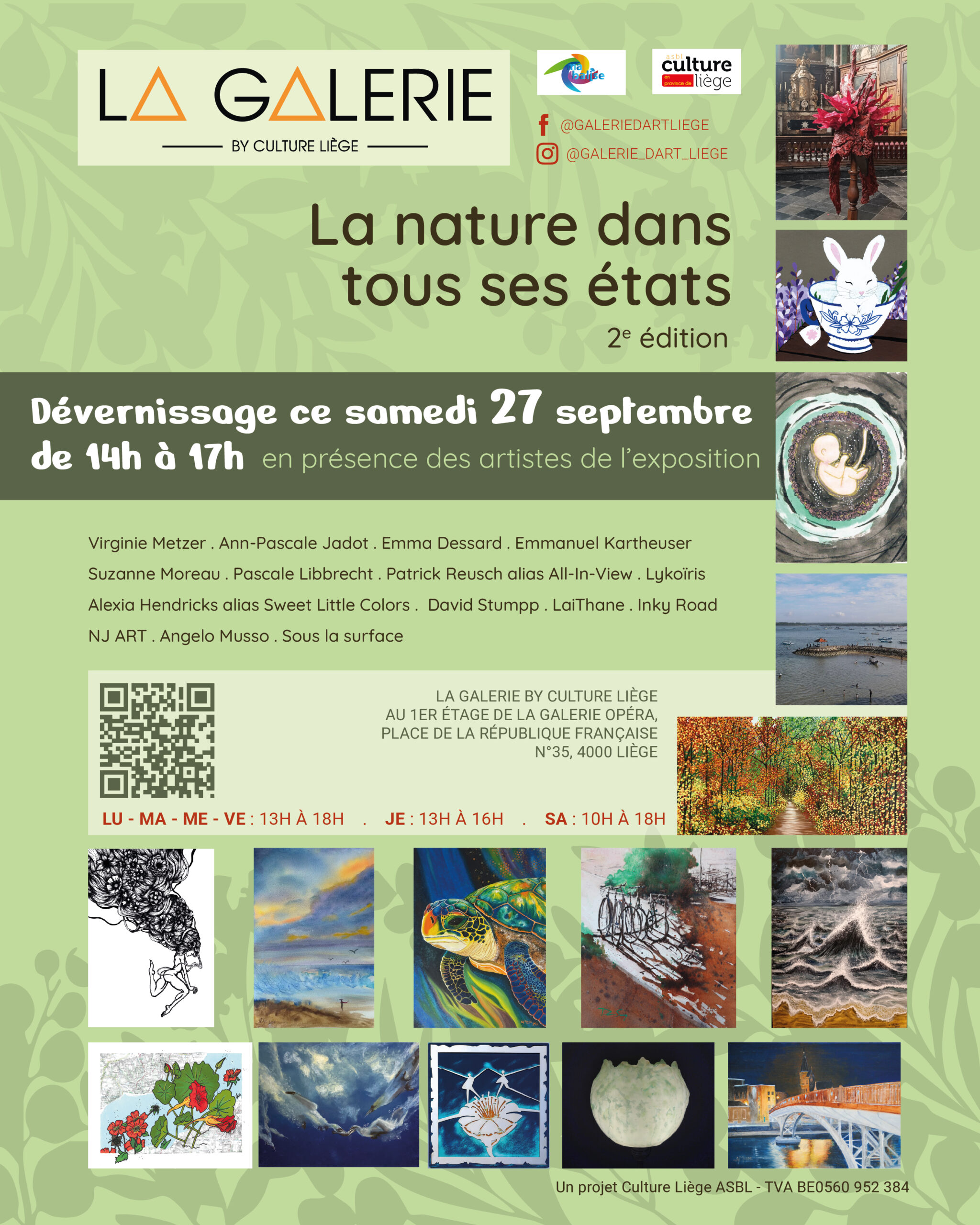 Dévernissage de l'expo La Nature dans tous ses (2e édition) à la Galerie d'Art LI7GE By Culture Liège ASBL