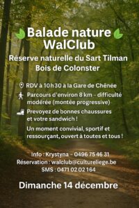 Balade nature Walclub - Réserve naturelle du Sart Tilman