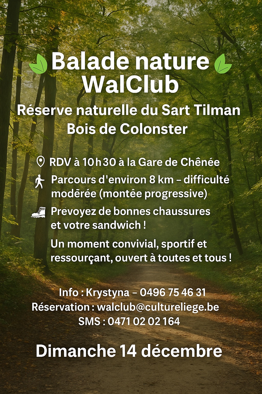 Balade nature Walclub - Réserve naturelle du Sart Tilman