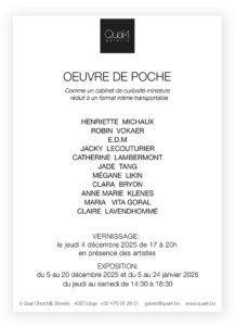 Exposition : Oeuvre de poche au Quai4 Galerie à LIEGE